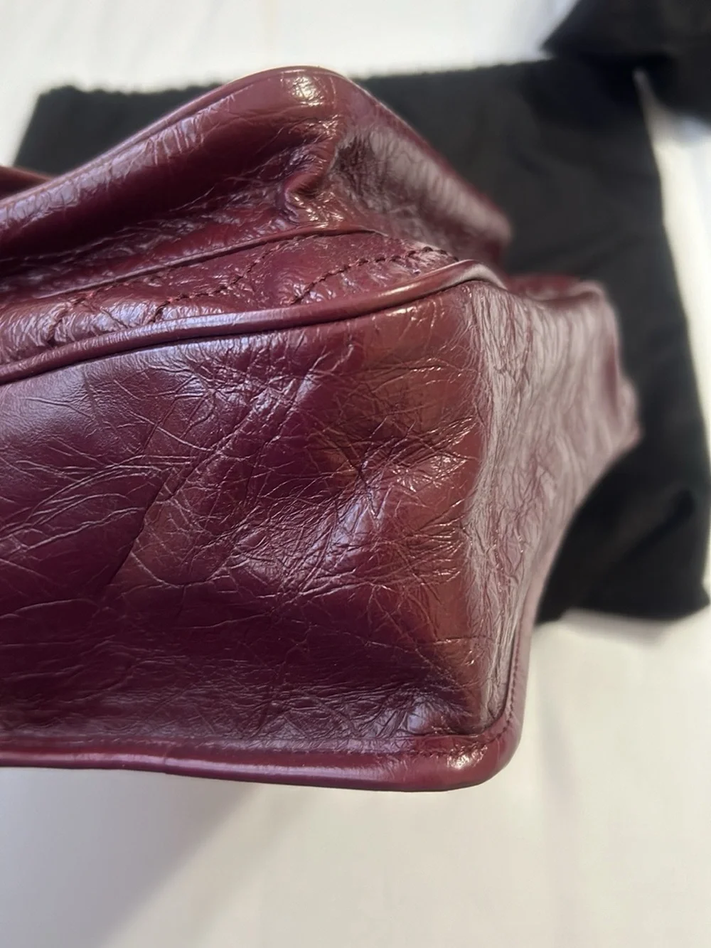 Yves Saint Laurent Quilted Burgundy Leather Shoulder Bag with Silver Chain